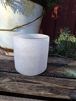 Ljuslykta i frostat glas -Vit stor