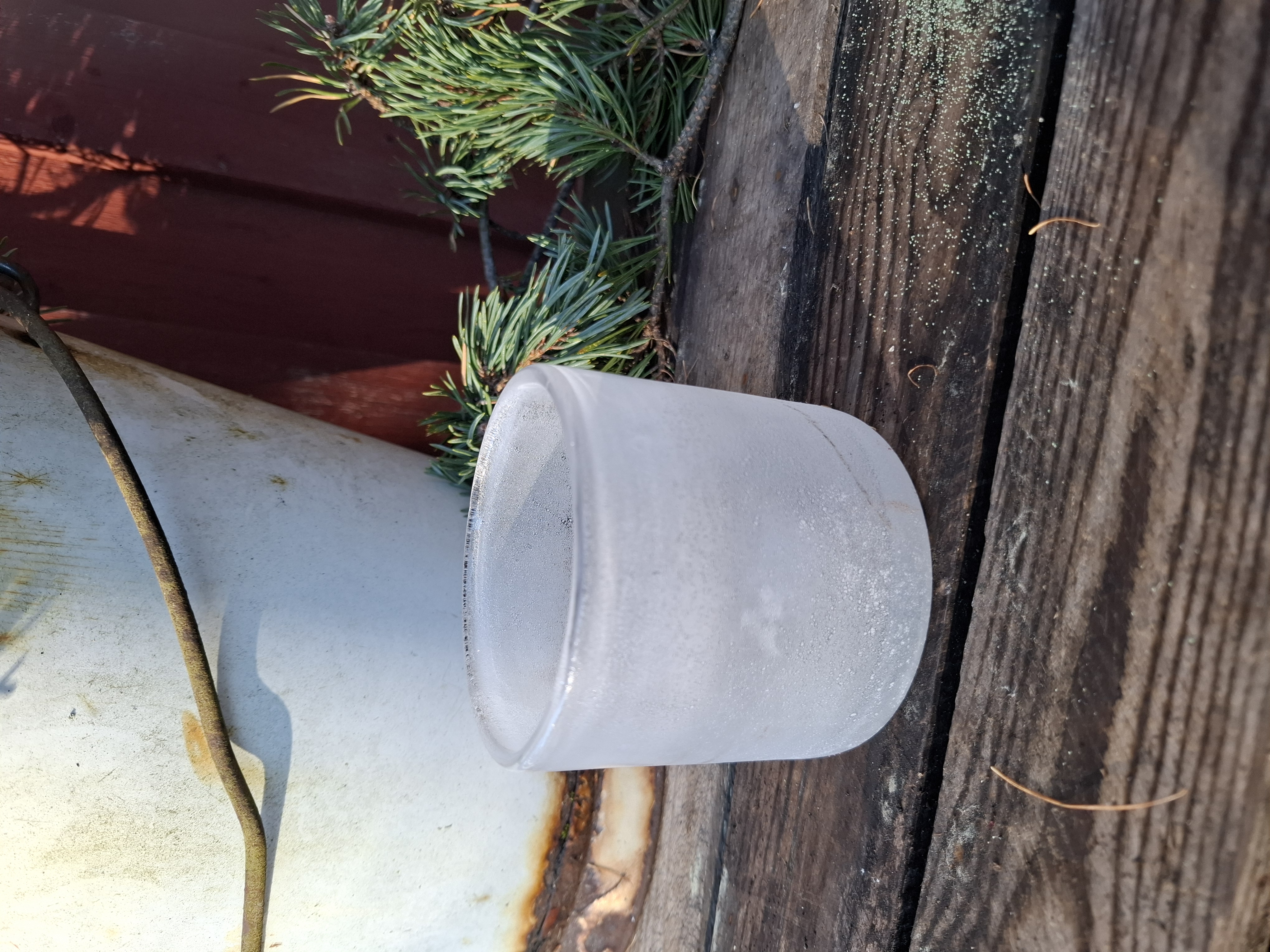 Ljuslykta i frostat glas -Vit liten