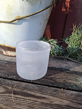 Ljuslykta i frostat glas -Vit liten