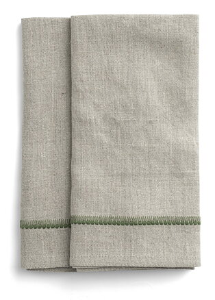 Linen Napkins with Embroidery Green- 50x50cm
