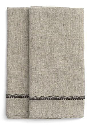 Linen Napkins with Embroidery Brown- 50x50cm