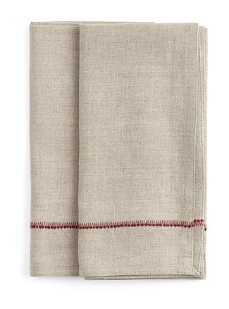 Linen Napkins with Embroidery Red - 50x50cm