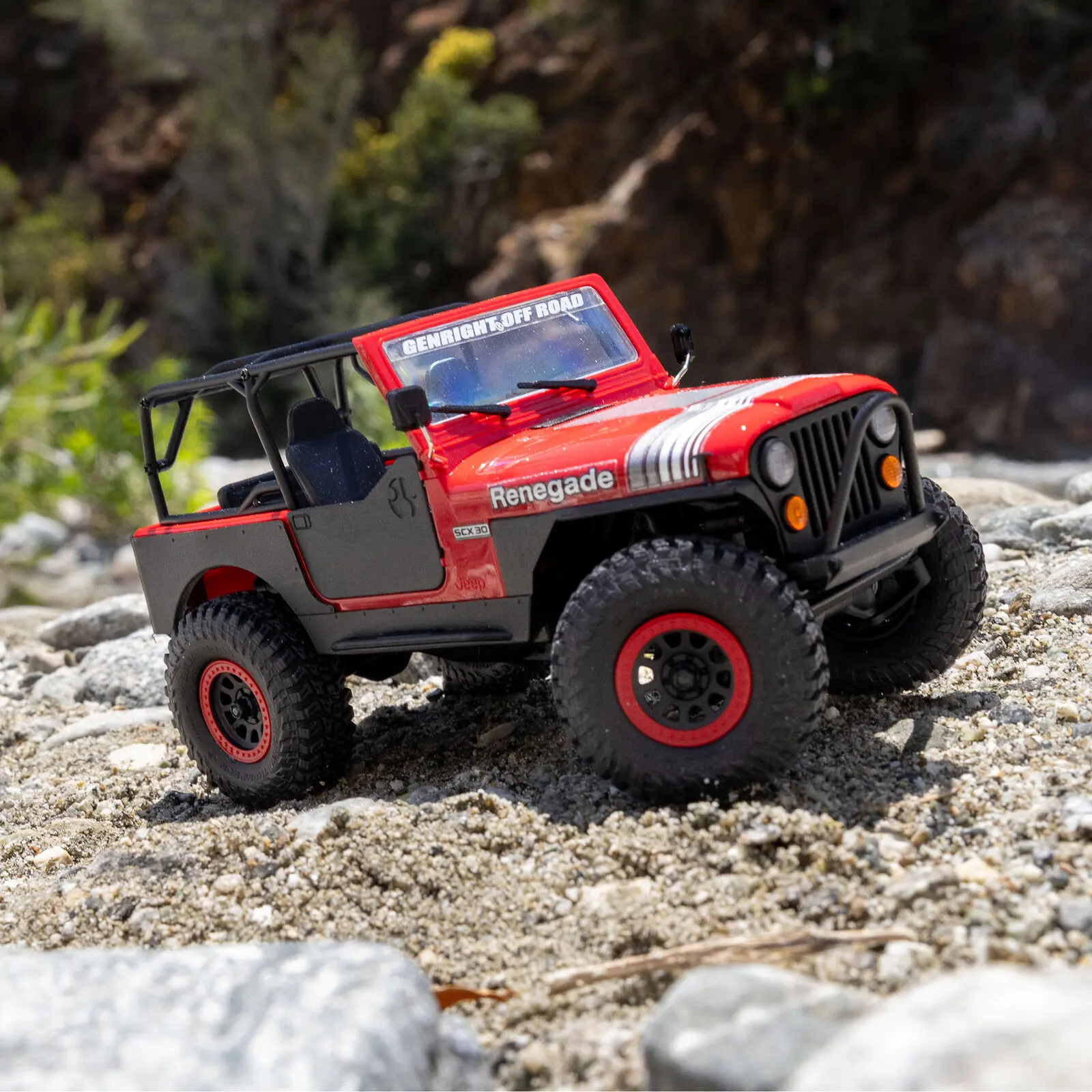Axial 1/30 SCX30 Jeep CJ-7 GenRight 4X4 RTR Rock Crawler med borstad motor (batteri och laddare ingår), röd - 24