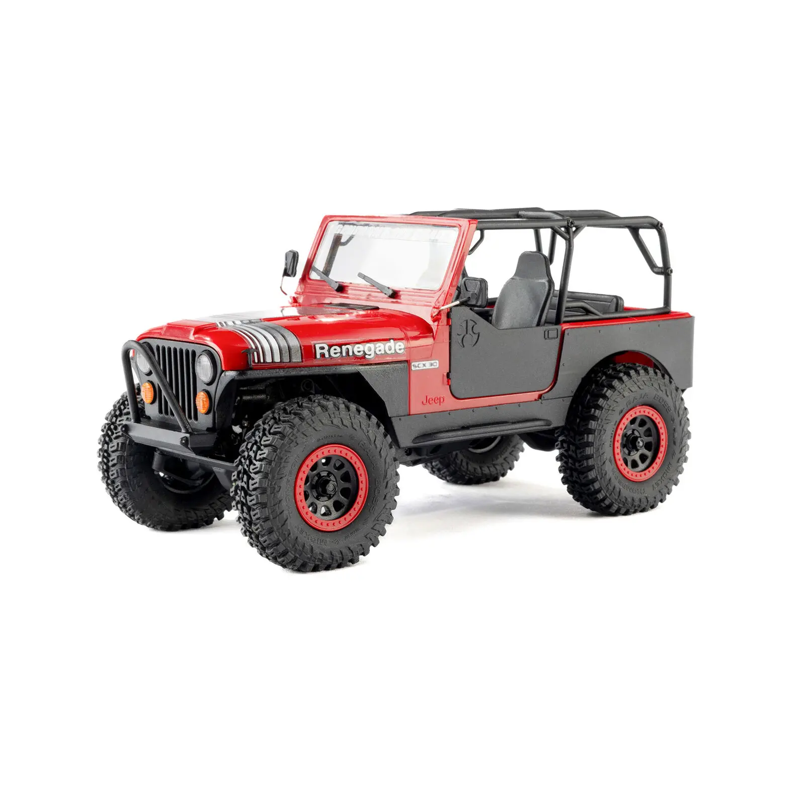 Axial 1/30 SCX30 Jeep CJ-7 GenRight 4X4 RTR Rock Crawler med borstad motor (batteri och laddare ingår), röd