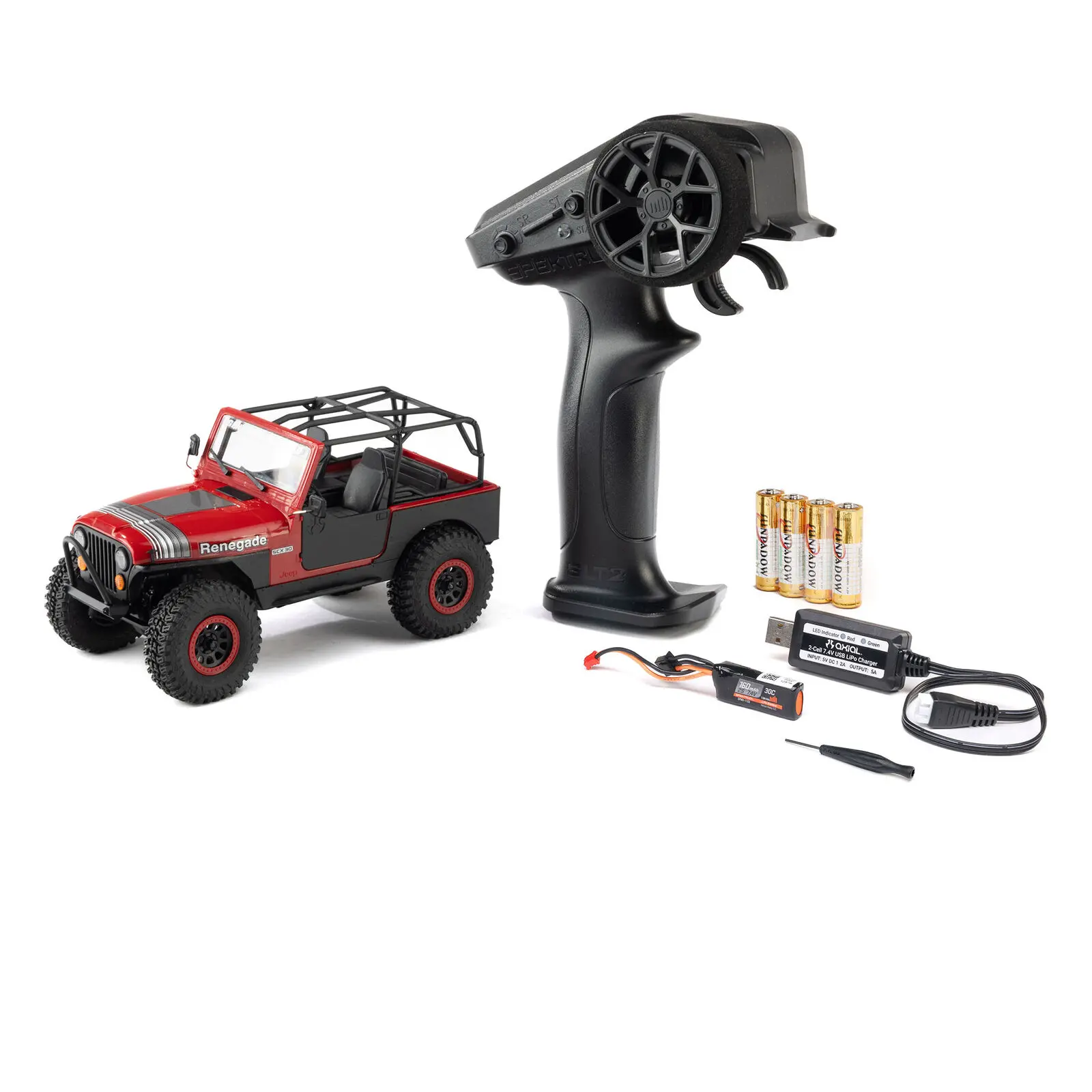 Axial 1/30 SCX30 Jeep CJ-7 GenRight 4X4 RTR Rock Crawler med borstad motor (batteri och laddare ingår), röd - 22