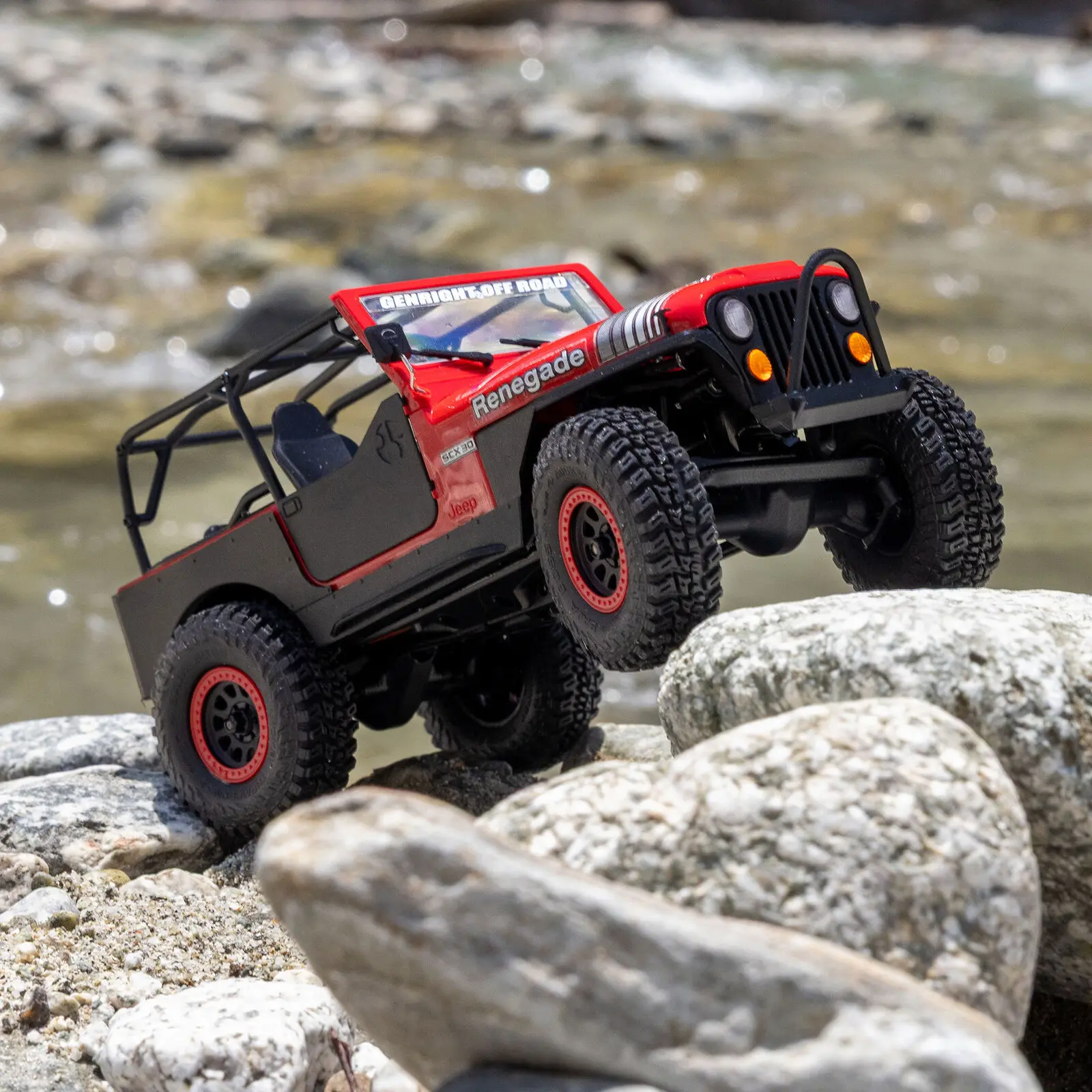 Axial 1/30 SCX30 Jeep CJ-7 GenRight 4X4 RTR Rock Crawler med borstad motor (batteri och laddare ingår), röd - 21