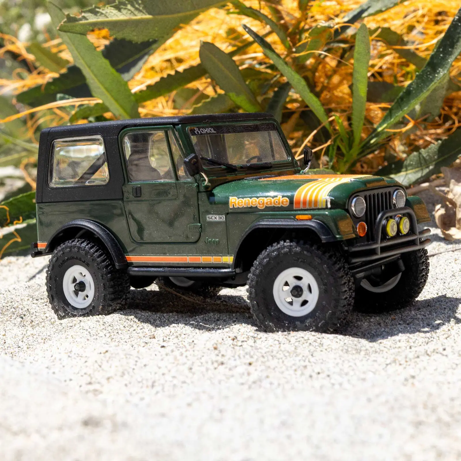 Axial 1/30 SCX30 Jeep CJ-7 Renegade 4X4 RTR Brushed Rock Crawler (Battery & Charger Included), Green - 24