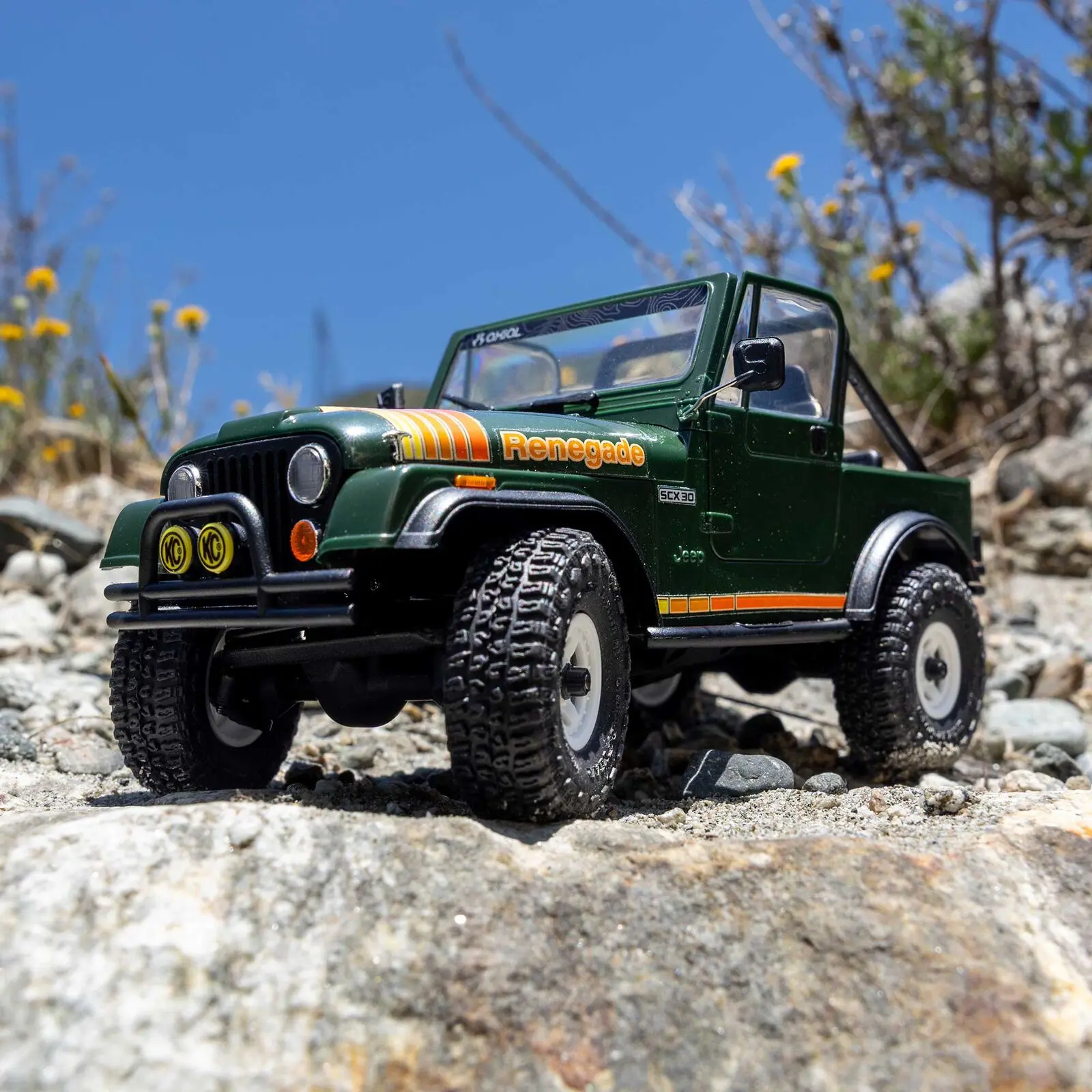 Axial 1/30 SCX30 Jeep CJ-7 Renegade 4X4 RTR Brushed Rock Crawler (Battery & Charger Included), Green - 25