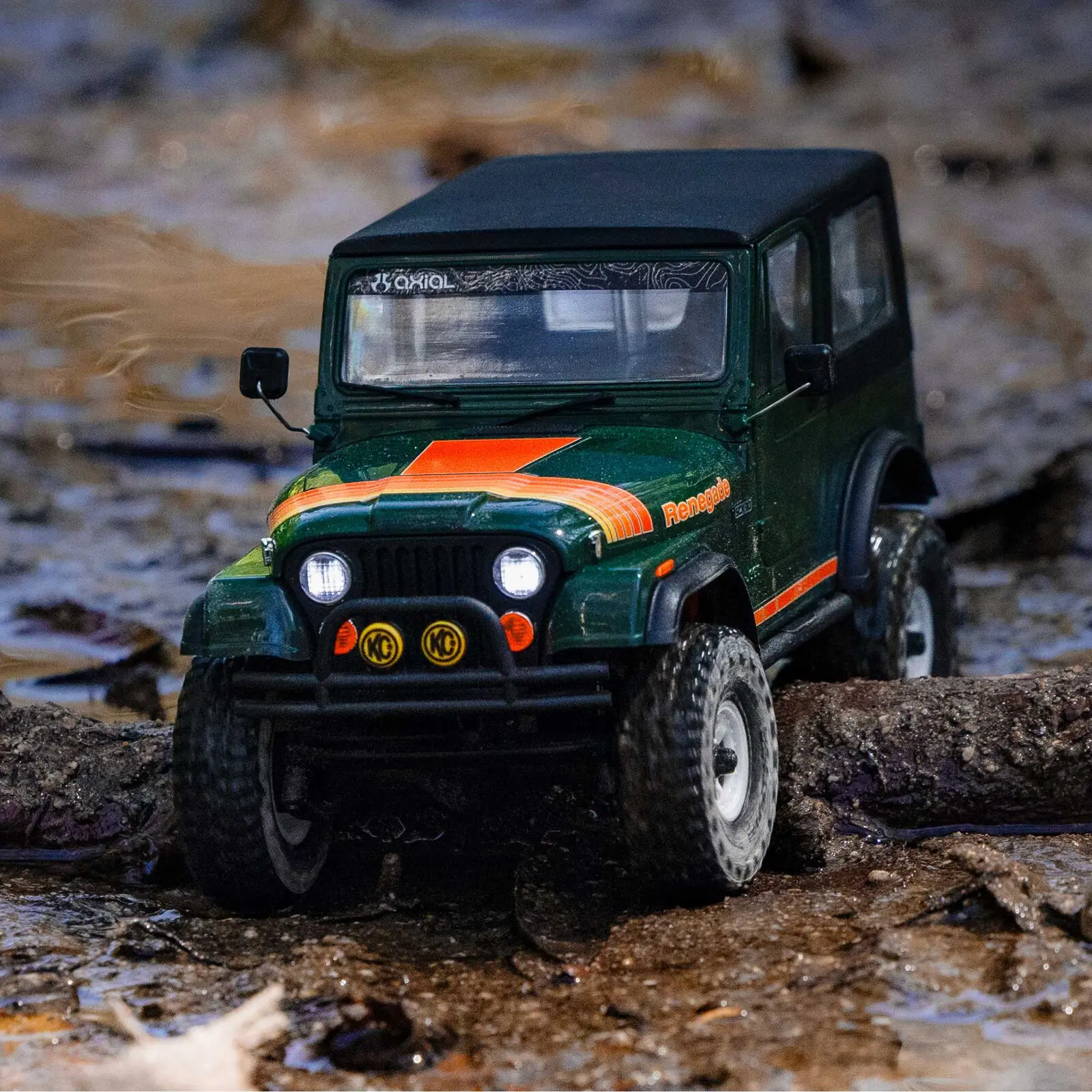 Axial 1/30 SCX30 Jeep CJ-7 Renegade 4X4 RTR Brushed Rock Crawler (Battery & Charger Included), Green - 23