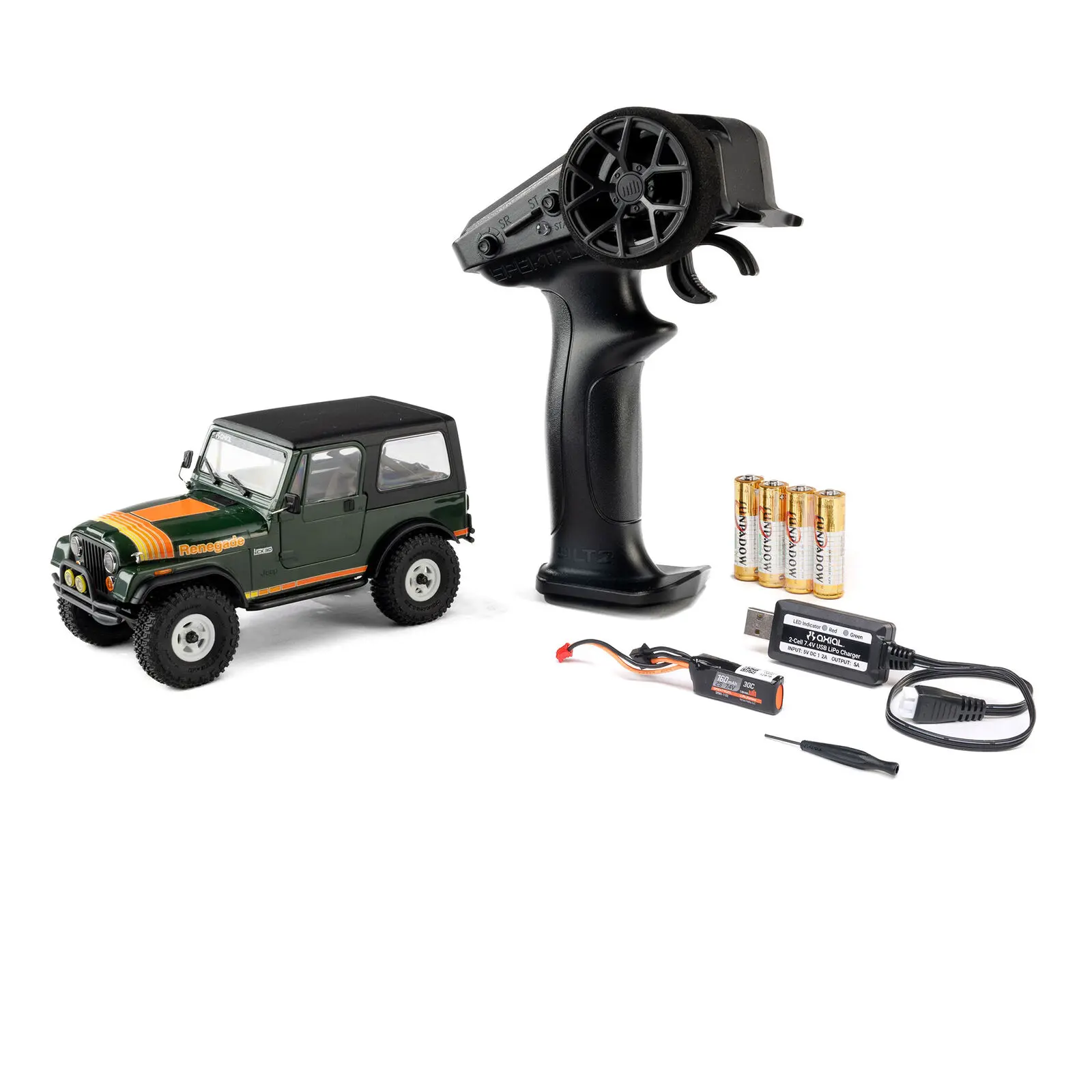 Axial 1/30 SCX30 Jeep CJ-7 Renegade 4X4 RTR Brushed Rock Crawler (Battery & Charger Included), Green - 19