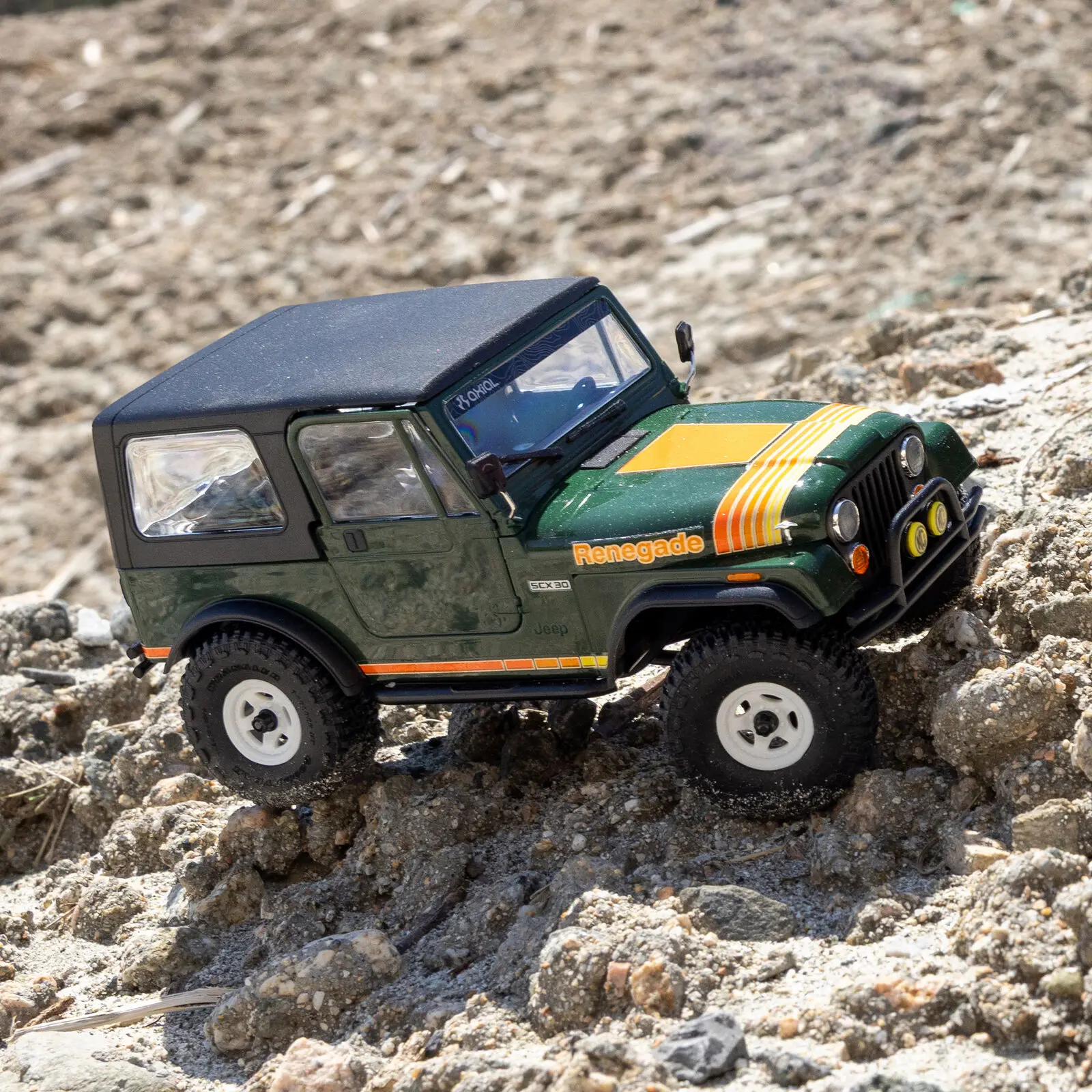 Axial 1/30 SCX30 Jeep CJ-7 Renegade 4X4 RTR Brushed Rock Crawler (Battery & Charger Included), Green - 18