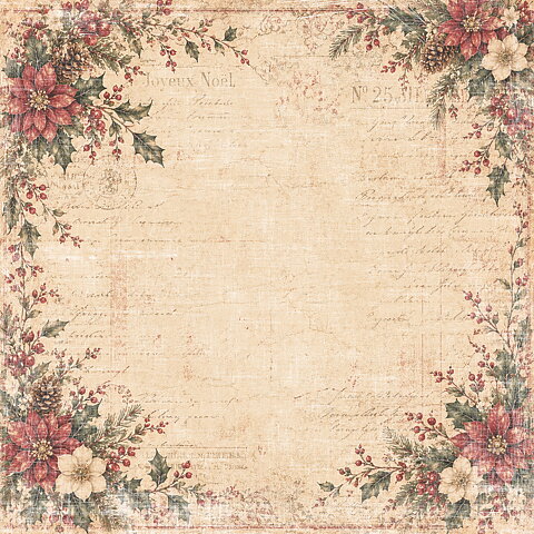 Papper Scrapbooking  Reprint - Christams Flowers  - Christmas Memories -  12x12 (30,5 x 30,5 cm)