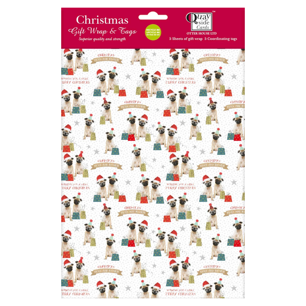 Julpapper Otter House Festive Party Pugs