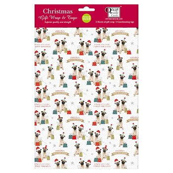 Julpapper Otter House Festive Party Pugs