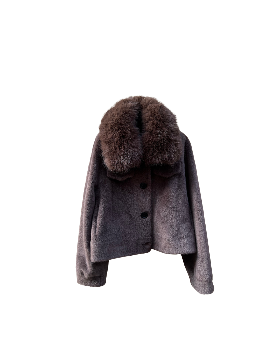 Betta Corradi Giacca short jacket in faux-fur dark brown