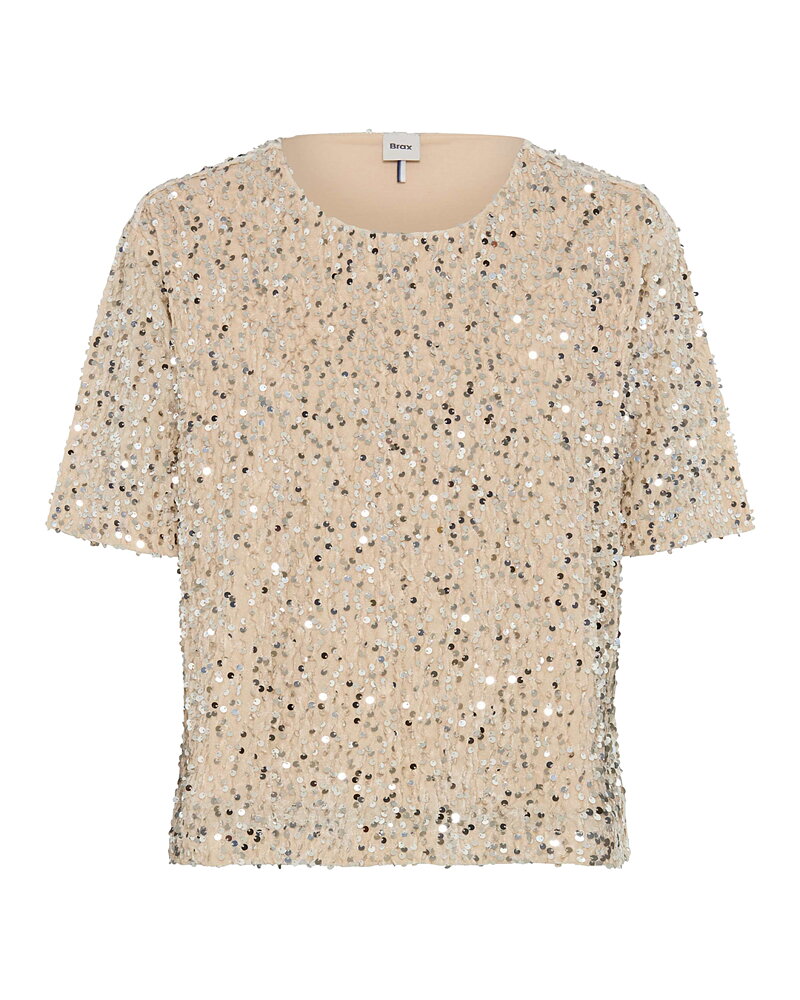 Sammetstopp Cara S med paljetter ljusbeige