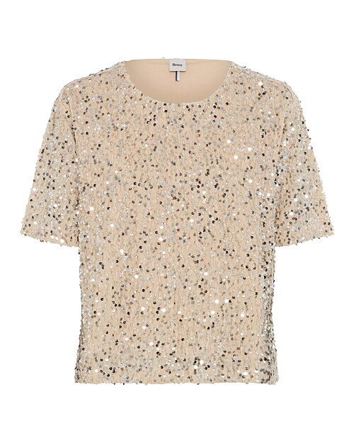 Sammetstopp Cara S med paljetter ljusbeige