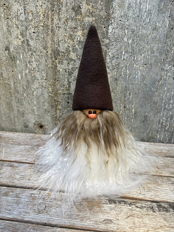 Skäggtomte 20 cm Special Brun Mössa Islandsfår Tibetanskt får