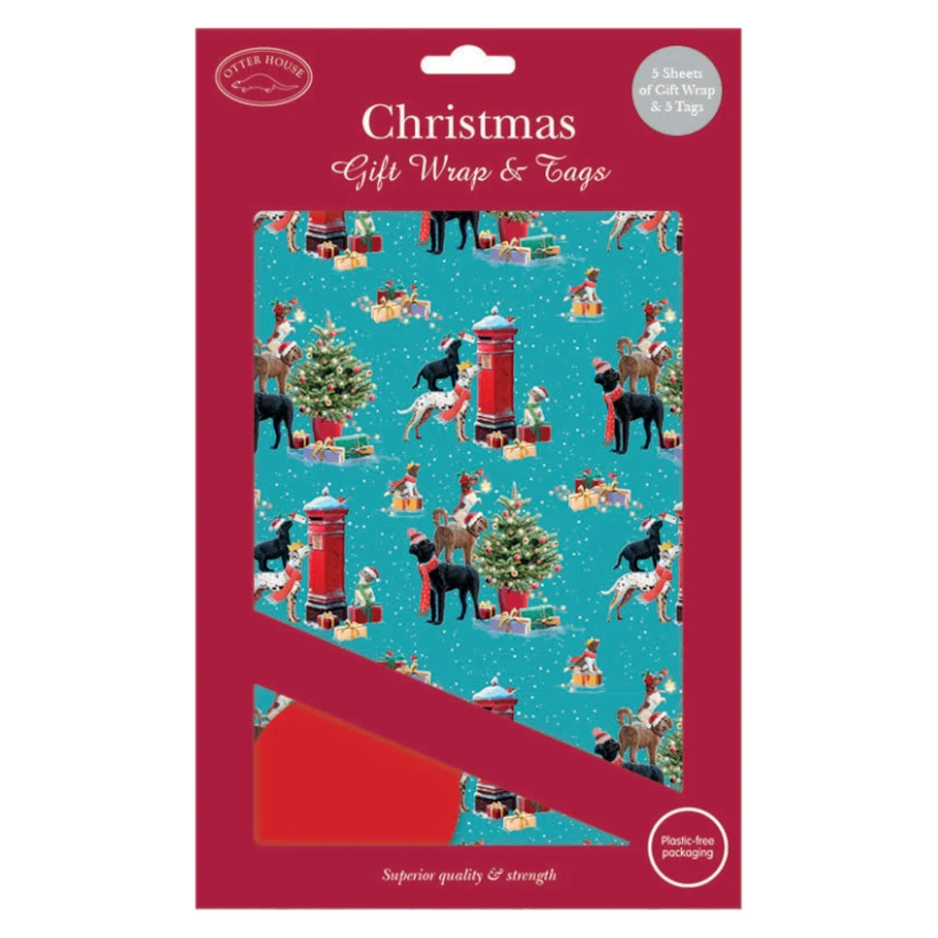Julpapper Otter House Hundmotiv Little Helpers