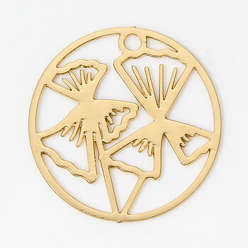 Berlock -  Filigree  Rund Löv, KC guld