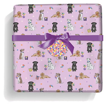 Gift Wrap Otter House Dog Motif Flower Pups