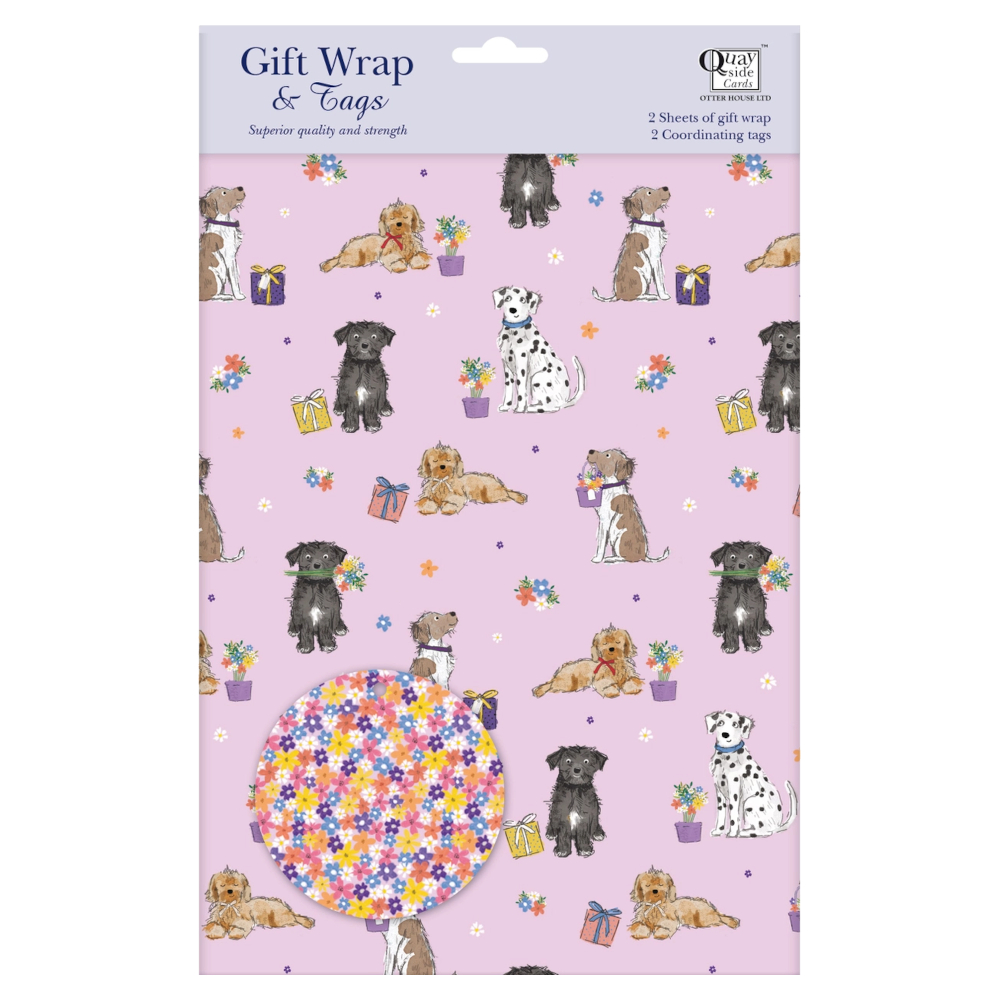 Presentpapper Otter House Hundmotiv Flower Pups