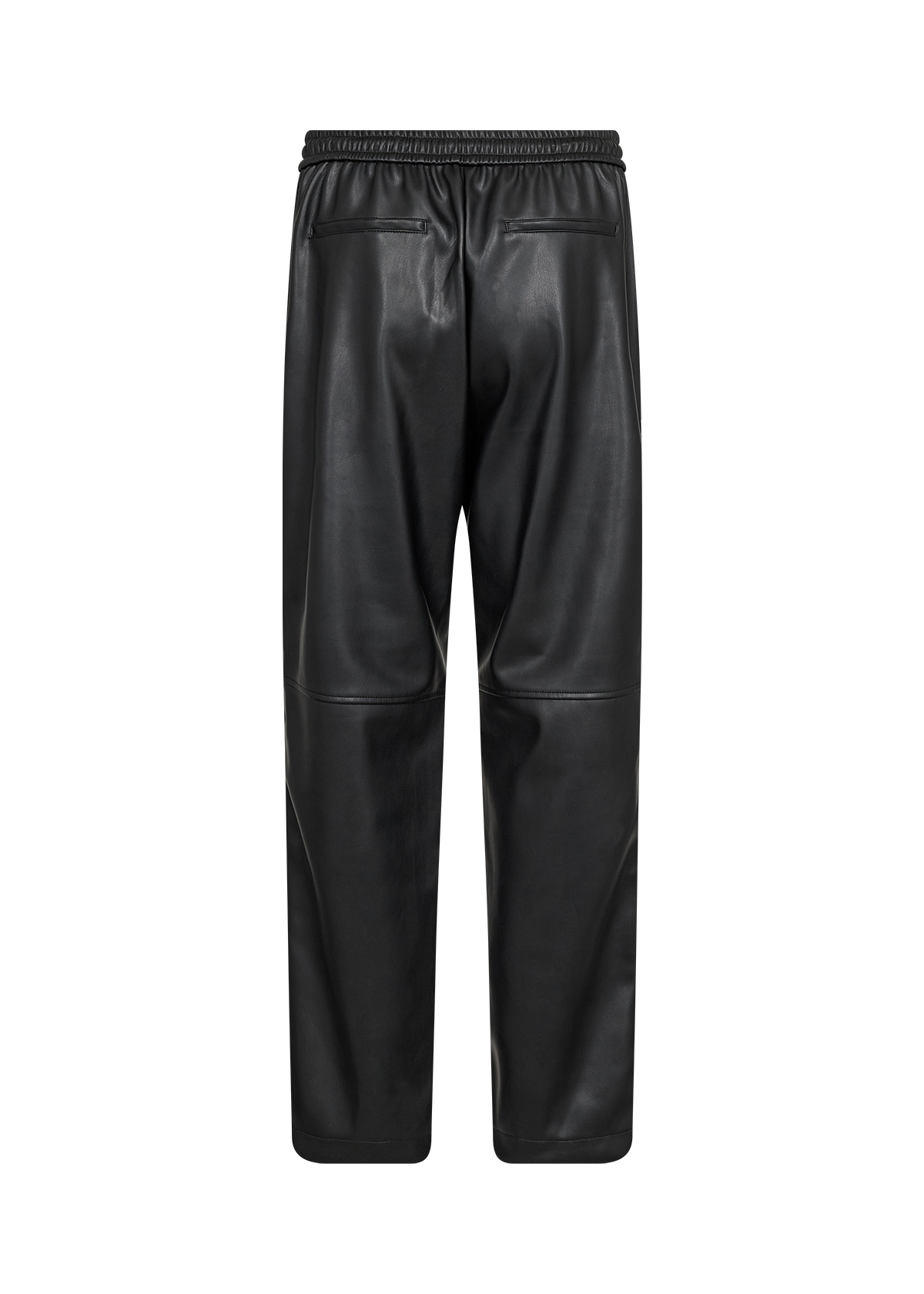 SC-BECKIE 19 Pants Svart Rak Byxa i Skinnimitation - 5