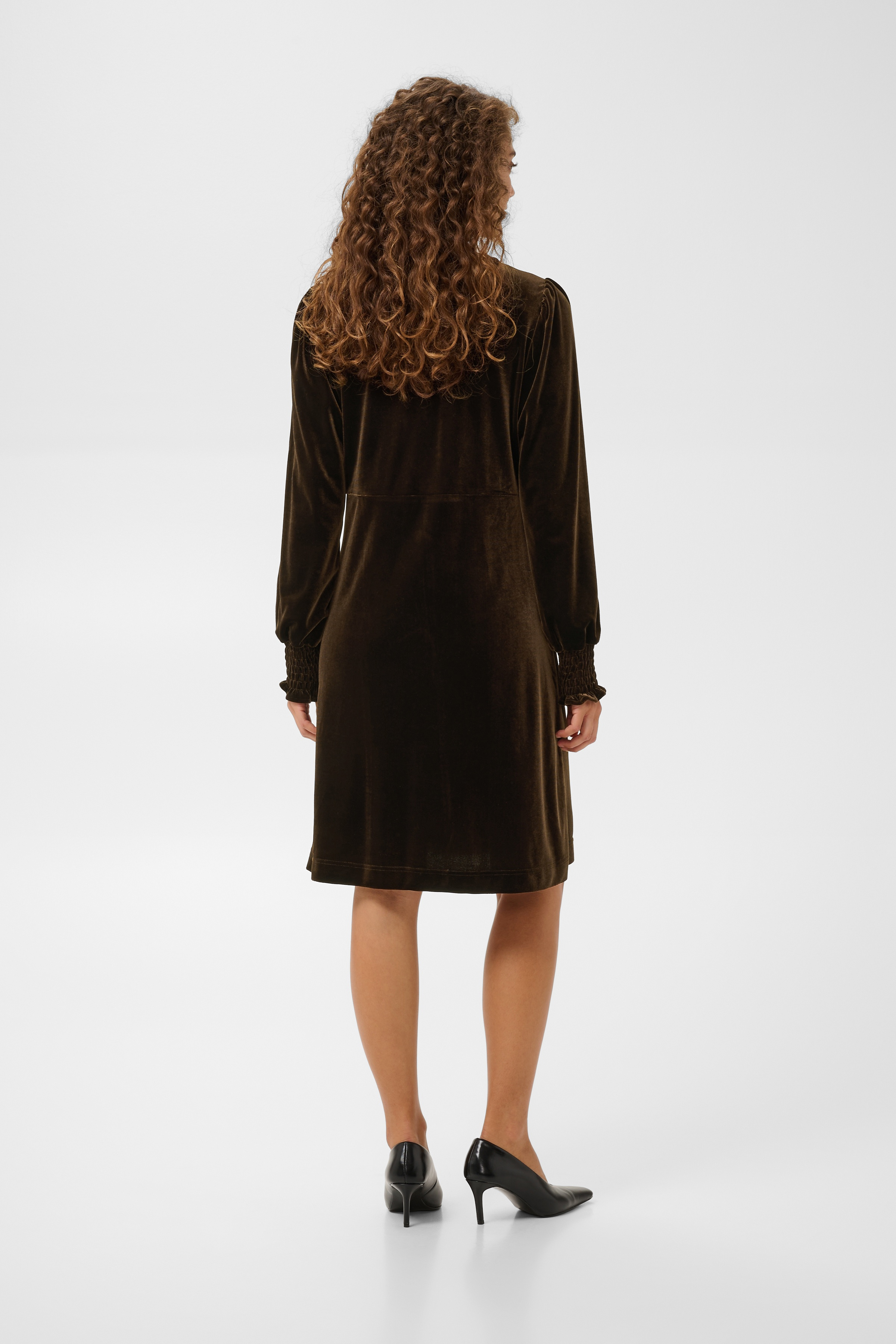 CUCHANANNA ZOE  Dress Coffee Bean Brun Sammetsklänning