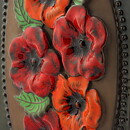 Aimo Nietosvuori (1970s) Rectangular Wall Plaque with Orange/Red Flower Motif 31 cm #847