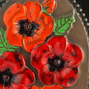 Aimo Nietosvuori (1970s) Rectangular Wall Plaque with Orange/Red Flower Motif 31 cm #847