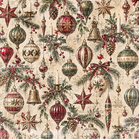 Papper Scrapbooking  Reprint - Ornaments - Christmas Memories -  12x12 (30,5 x 30,5 cm)