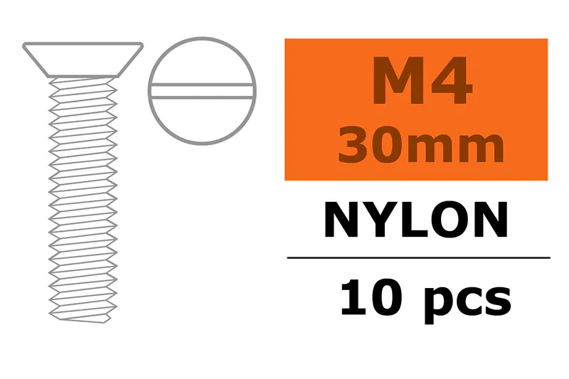 G-Force GF-0311-009 Flat Head Screw - M4X30 - Nylon - 5 pcs