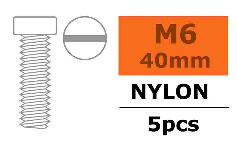 G-Force GF-0310-015 Pan Head Screw - M6X40 - Nylon - 5 pcs