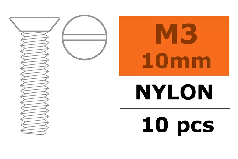 G-Force GF-0311-001 Flat Head Screw - M3X10 - Nylon - 5 pcs