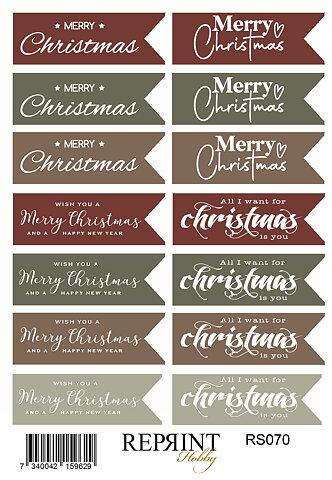 Stickers Reprint -  Christmas Memories  Engelsk text  -  11x16 cm
