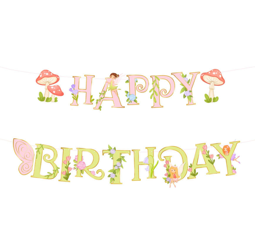 Girlang "Happy Birthday" - Älvor - 2
