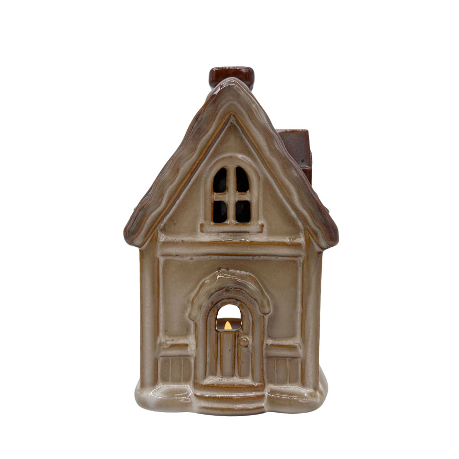Keramikhus lykta beige