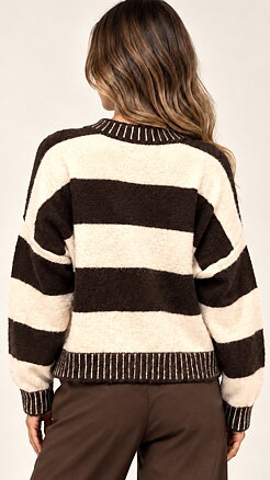 Bella cardigan - Espresso/beige