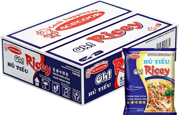 Risnudlar Kambodjansk nudelsoppa Oh Ricey Acecook 71g × 24p