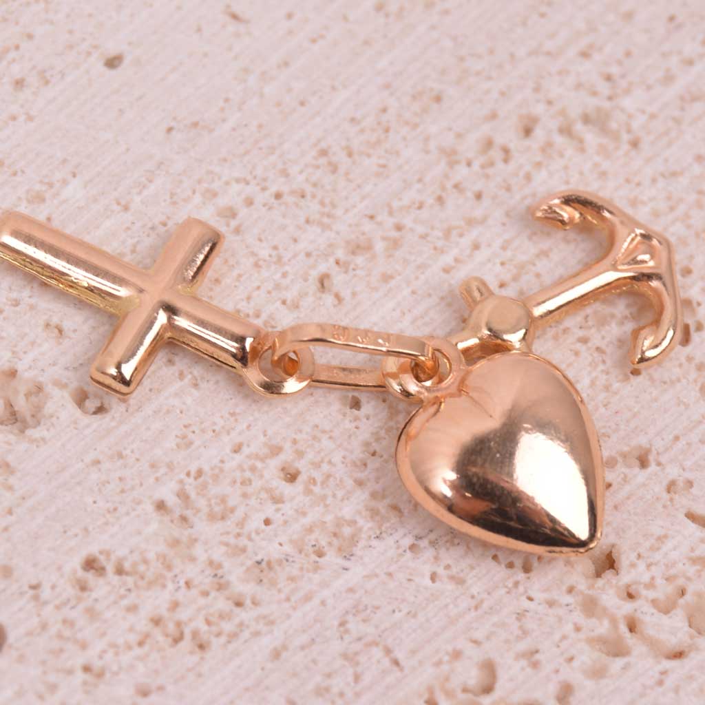 18K Gold "Faith, Hope, and Love" Pendant, Vintage - 2