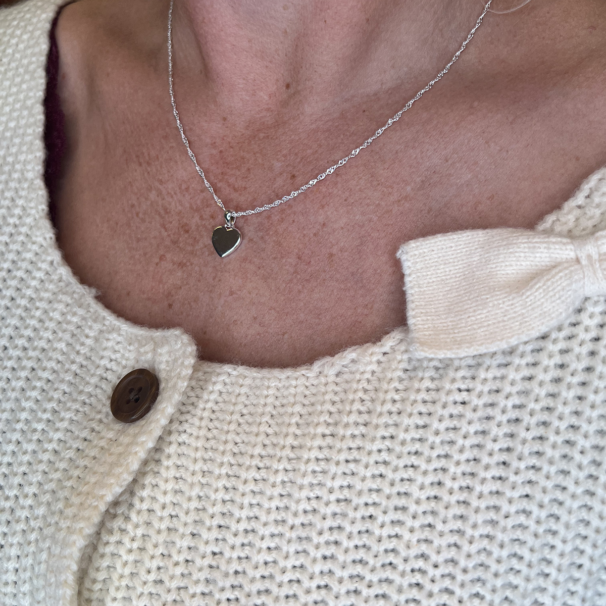Silver Necklace with a Heart. Engravable. - 4