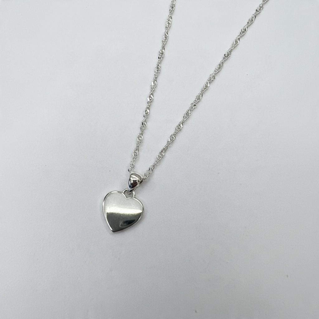 Silver Necklace with a Heart. Engravable. - 5