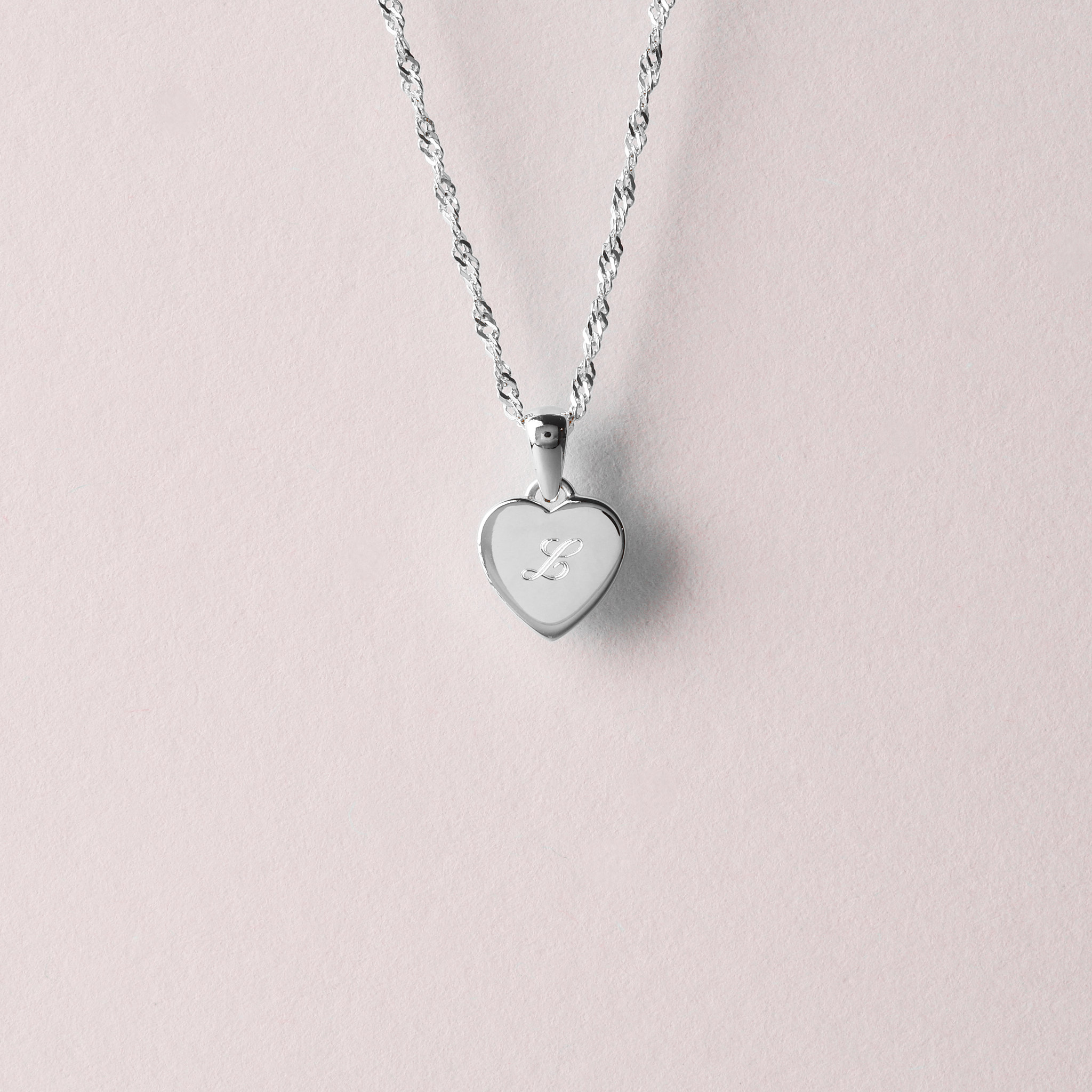 Silver Necklace with a Heart. Engravable.