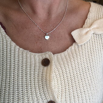 Silver Necklace with a Heart. Engravable.