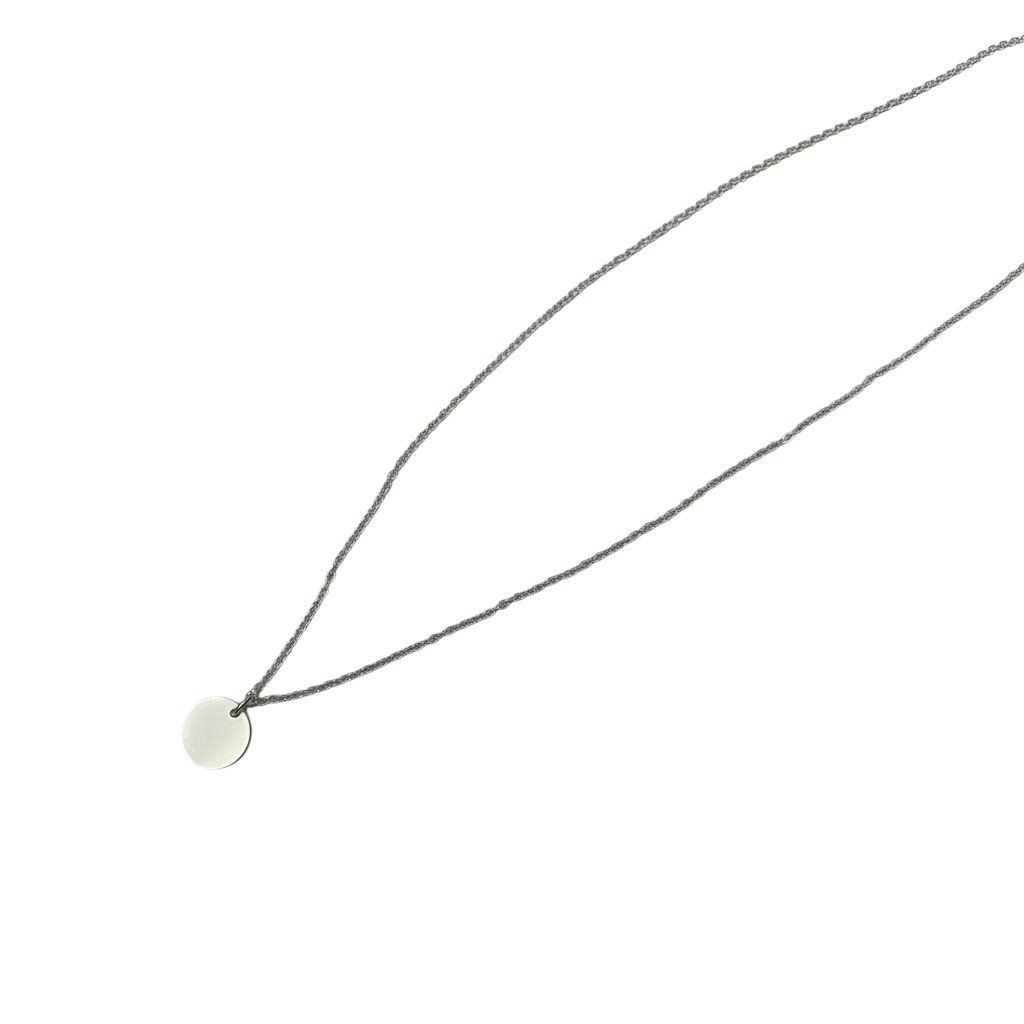 Silver necklace with a round pendant. Engravable. - 3