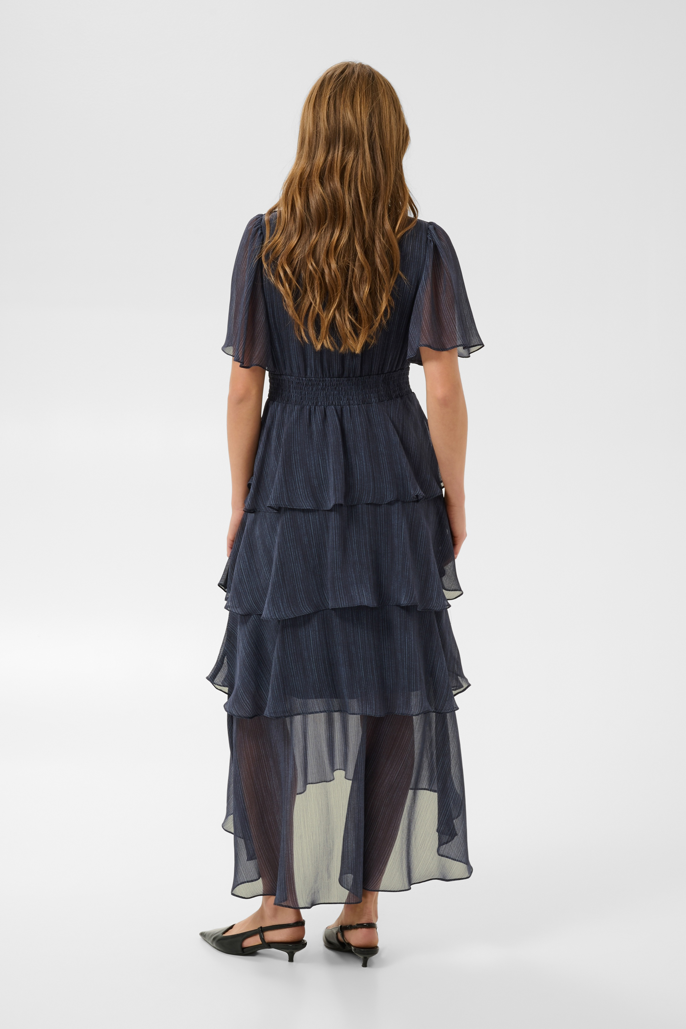 KAlouisa Dress Blue Blurry Stripe Lång Klänning med Volang - 3