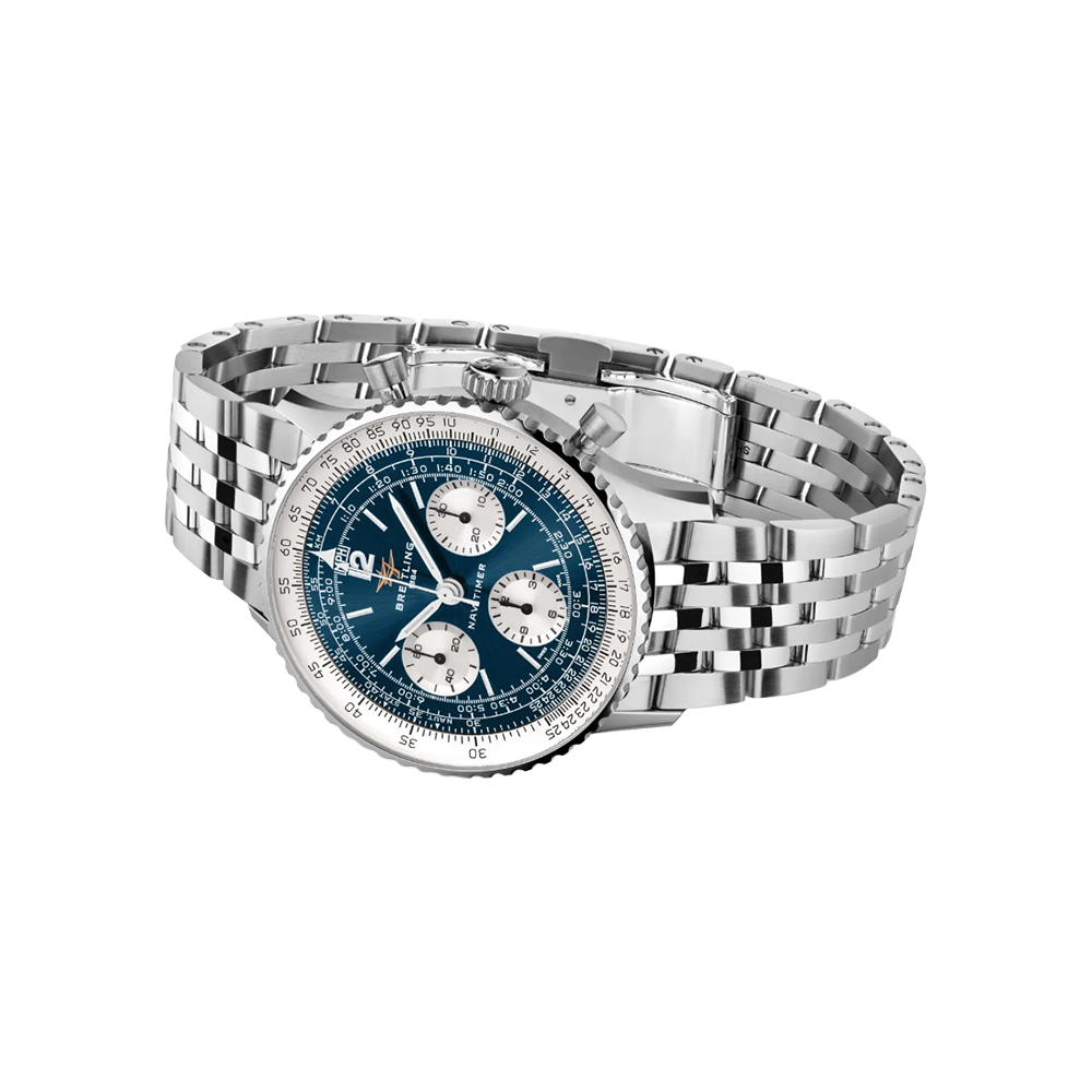 Breitling AB0950211C1A1 Navitimer B09 Chronograph 41 blå side