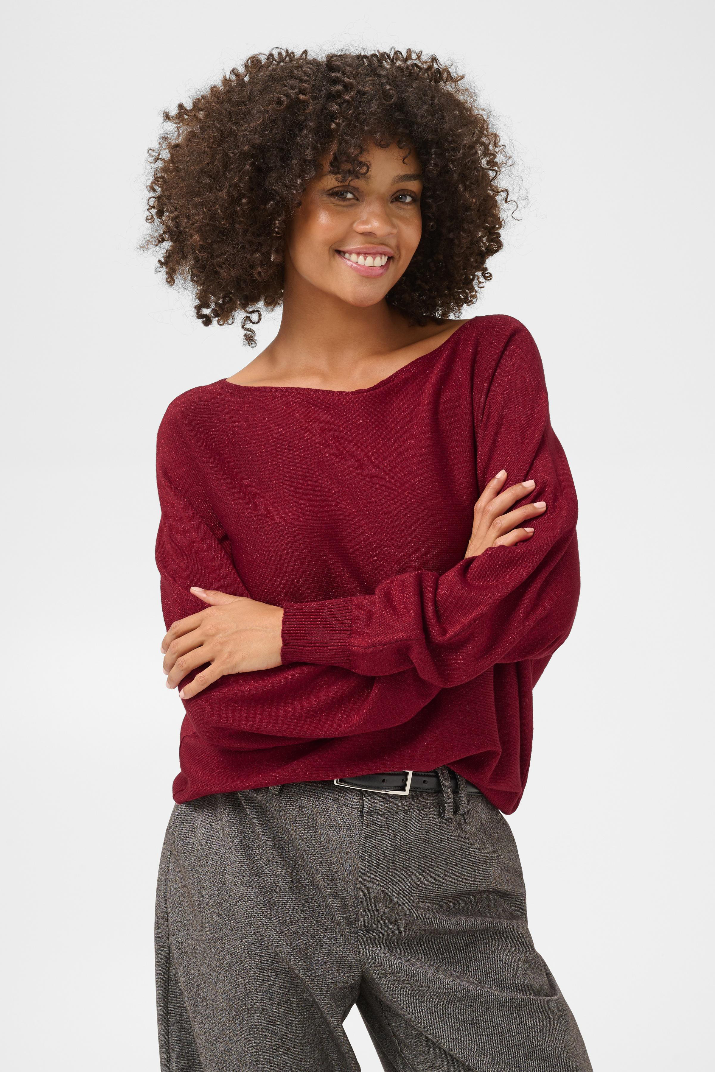 CUfay Batwing Pullover Röd Tröja med glitter