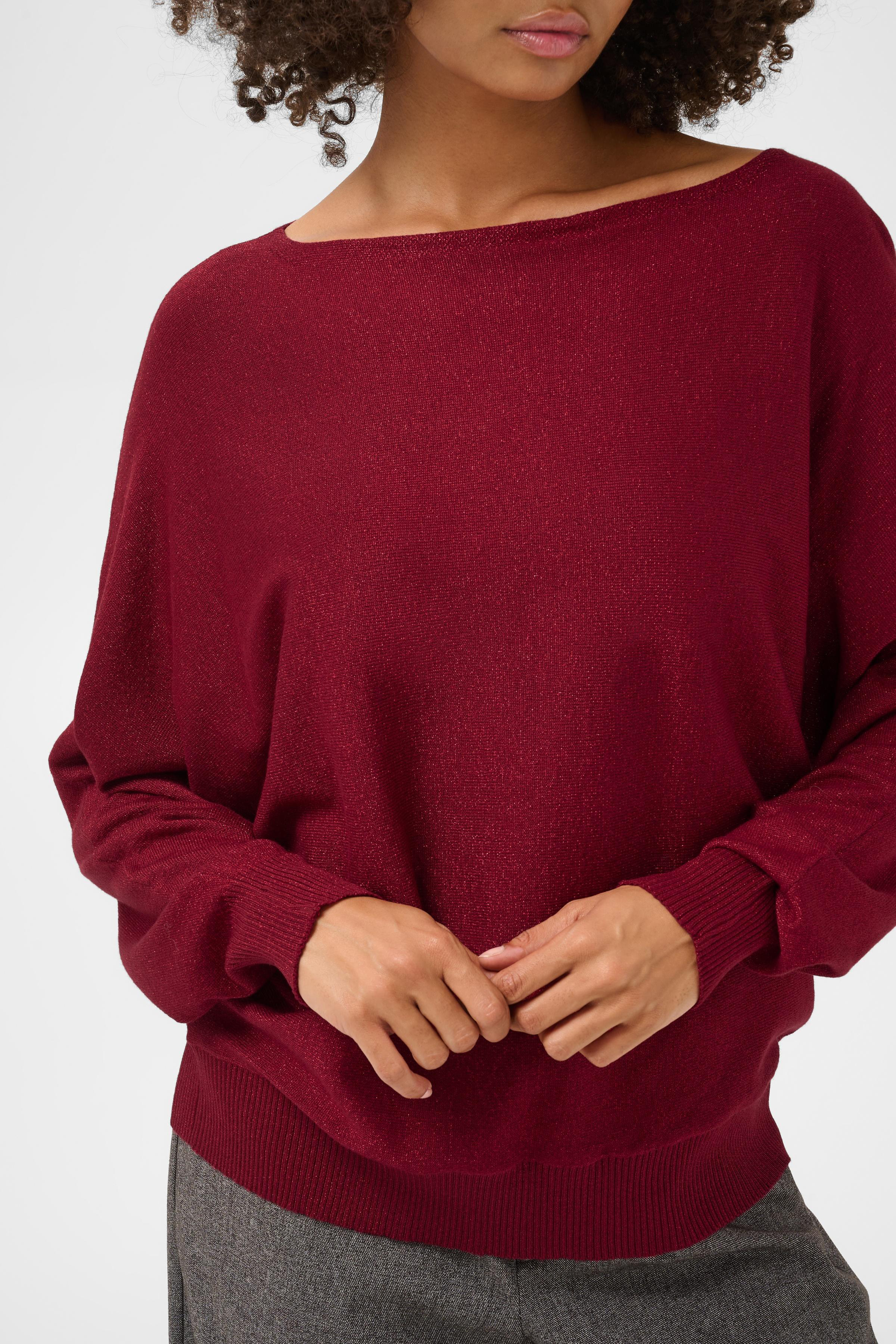 CUfay Batwing Pullover Röd Tröja med glitter