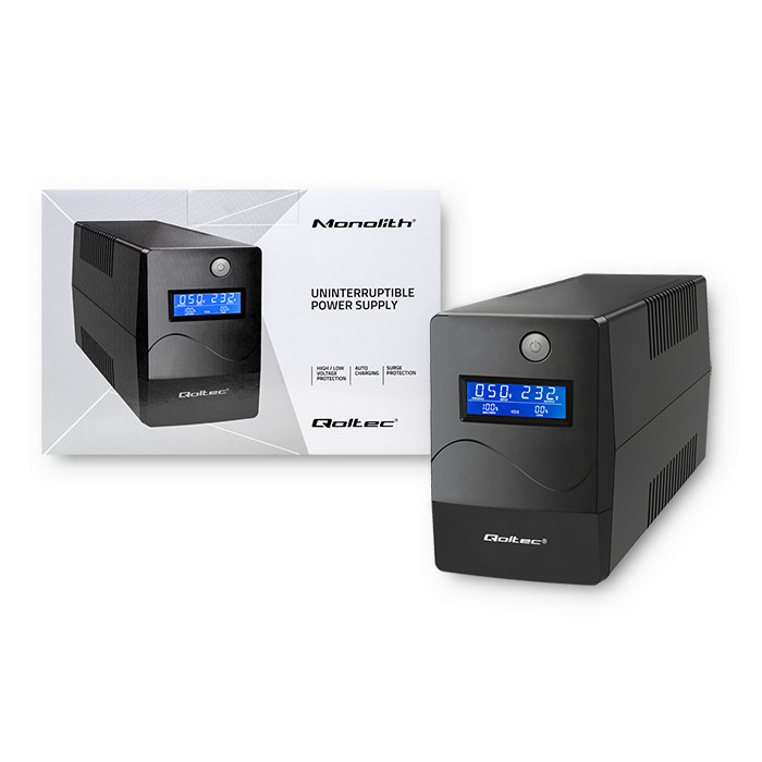 Avbrottsfri Strömförsörjning UPS  - 360W - LCD - USB - RJ45 -  Qoltec - 9